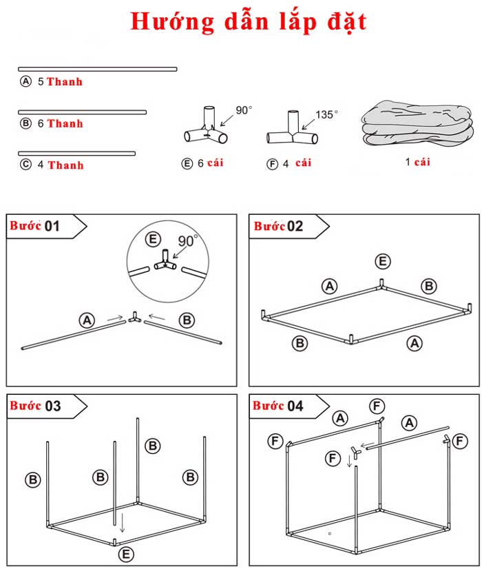 hướng dẫn lắp đặt lều vải hình ngôi nhà