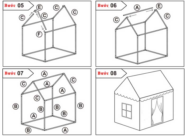 hướng dẫn lắp đặt lều vải hình ngôi nhà